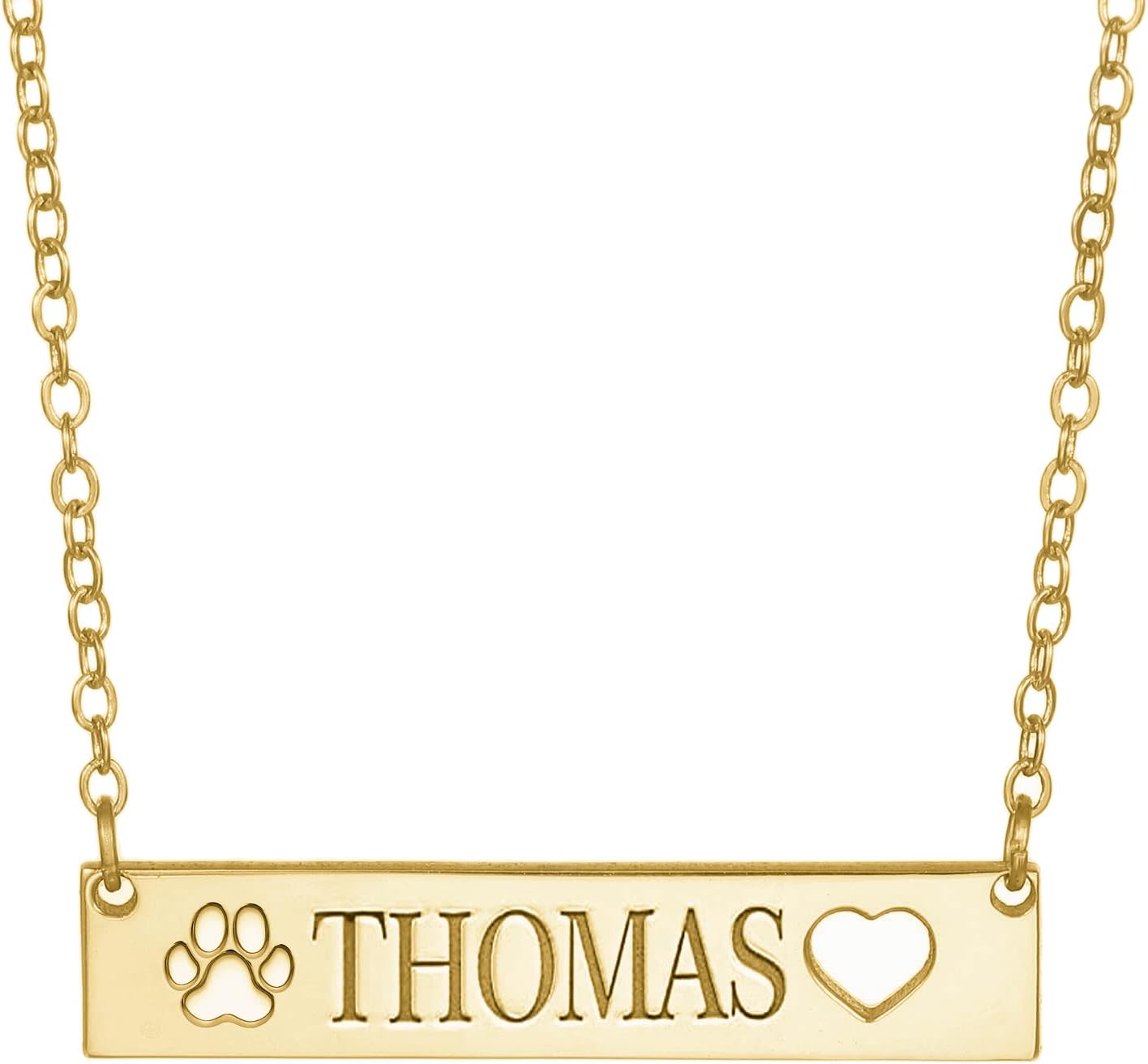 Personalizd Custom Dog Puppy Paw Cut Out Name Necklace 925 Sterling Silver Engraved Heart Pet Lovers Gifts