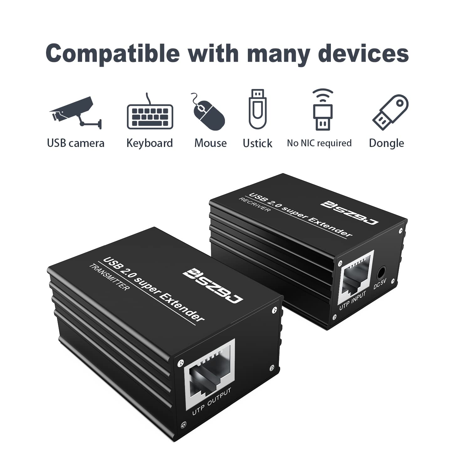 Rallonge USB sur RJ45 Cat5E/6 jusqu'à 70 m avec adaptateur d'alimentation – Prise en charge USB 2.0 complète pour clavier, dongle, souris, webcam, et tous les systèmes d'exploitation 101