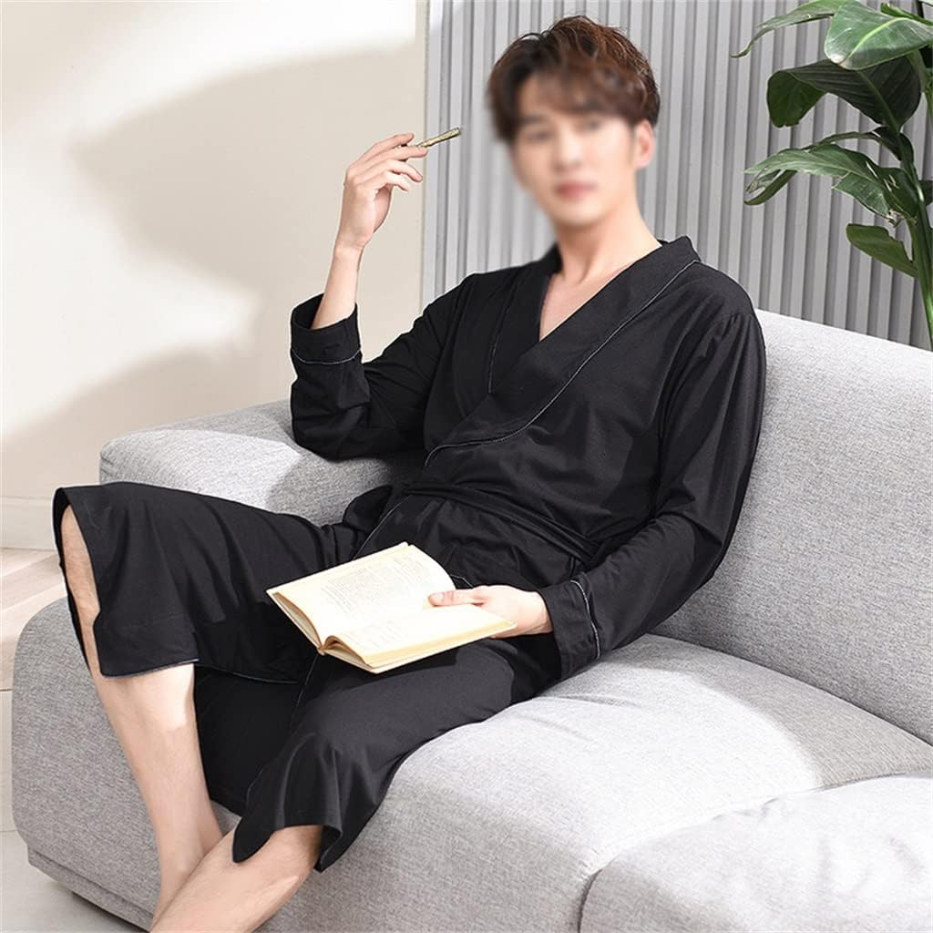 Mens Long Robe Warm Bathrobe Night Dresses Kimono Pajama Bath Robes Sleepwear Bathrobe Nightgown