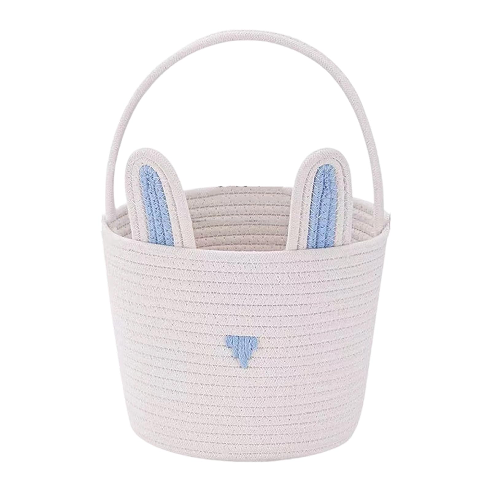 NVOQILIN Adorable Rabbits Face Easter Basket Cotton Rope for Kids Easter Eggs Collection and Treasure Hunt Decors Festival Cotton