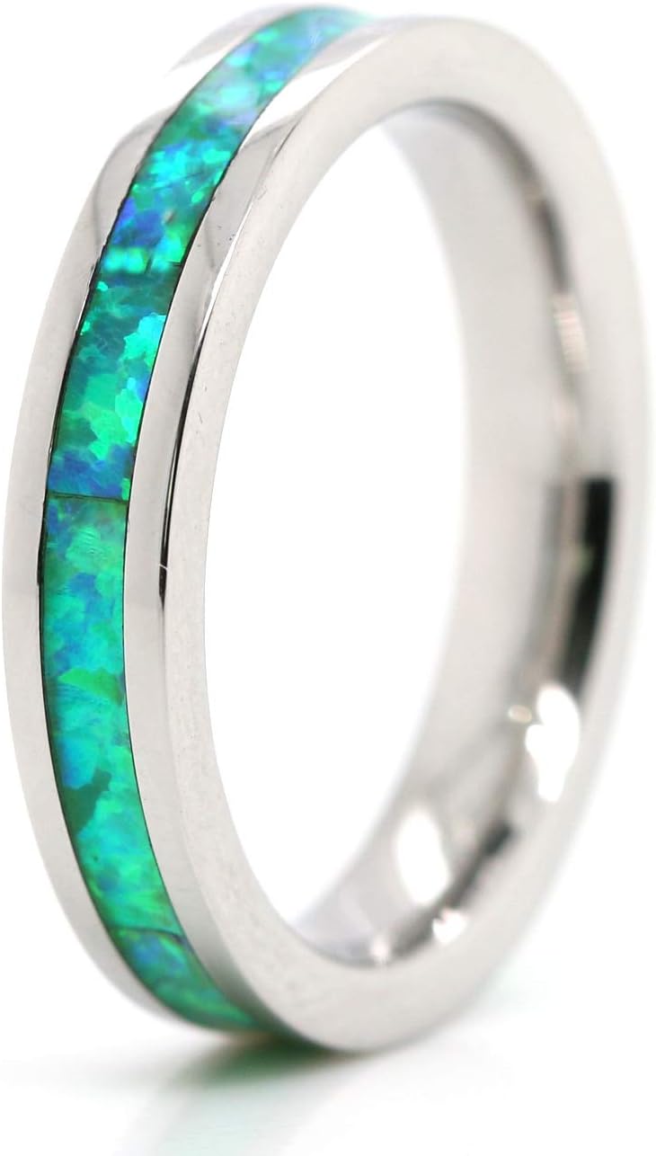 His and Her 3 piece Opal Wedding Ring Set Green Opal Ring Set