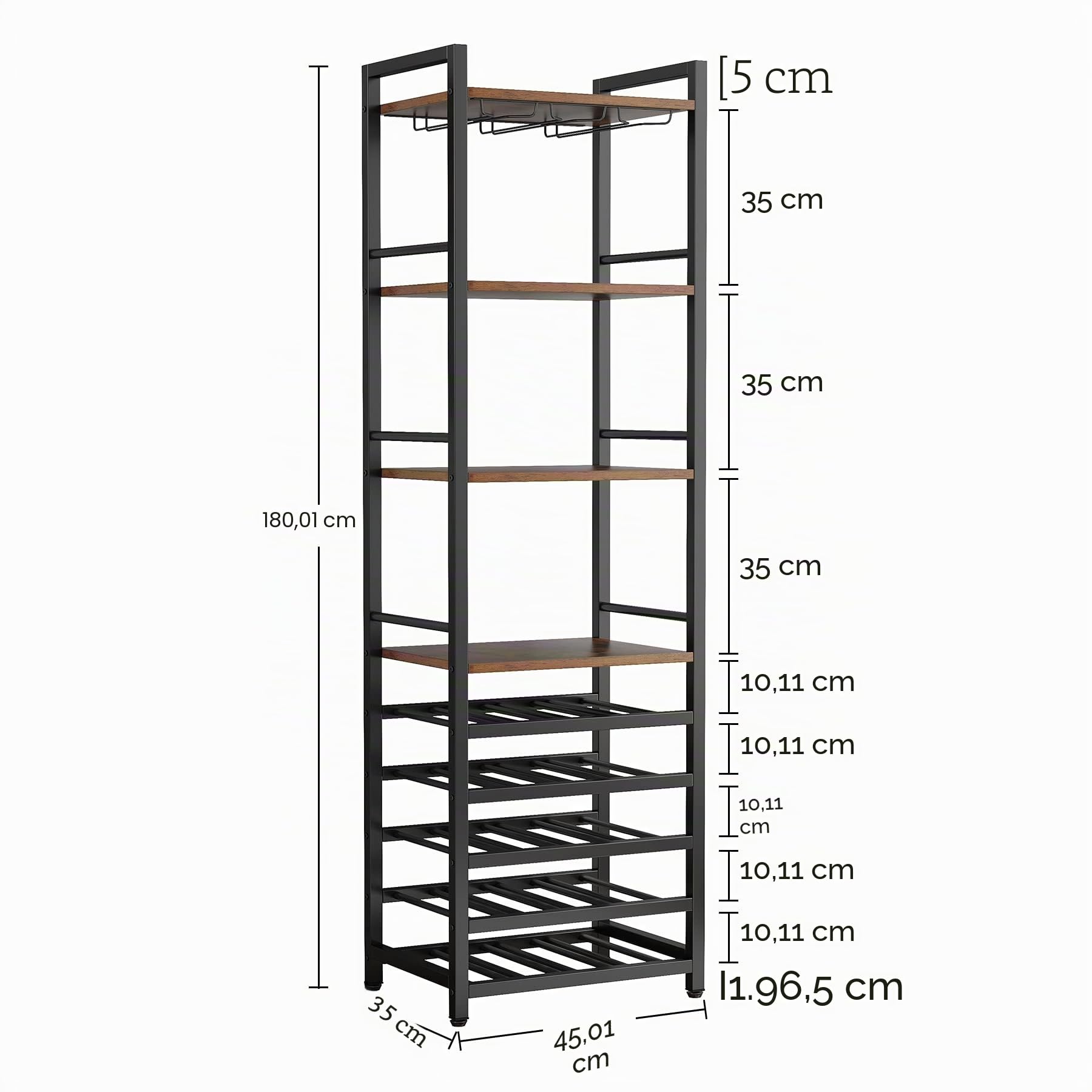 Tribesigns Set di 2 Portabottiglie da Terra, Cantinetta Portabottiglie Scaffale per Vino con Portabicchiere in Legno da 20 Bottiglie, per Enoteca, Cucina, Sala da Pranzo, Marrone Rustico