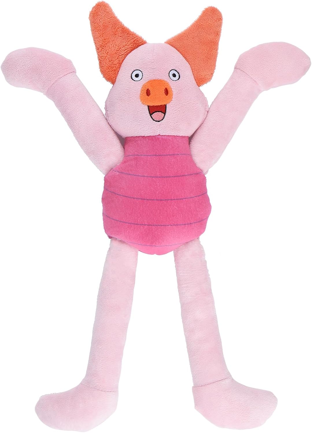 Squeaky Dog Toys, Soft Plush Stuffed Dog Toy with Crinkle Paper, Indestructible Dog Chew Toys for Aggressive Chewers (Longhand Pig)