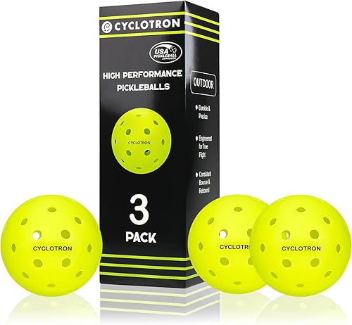 Miniatura 8 de cyclotron P-40 Outdoor Pickleball Balls – USAPA Approved Pickleballs, 40-Hole Precision Design, High Visibility, Durable Seamless HDPE Construction,