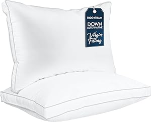 Utopia Bedding Bed Pillows for Sleeping Queen Size (White), Set of 2, Cooling Hotel Quality, Gusseted Pillow for Back, Stomach or Side Sleepers