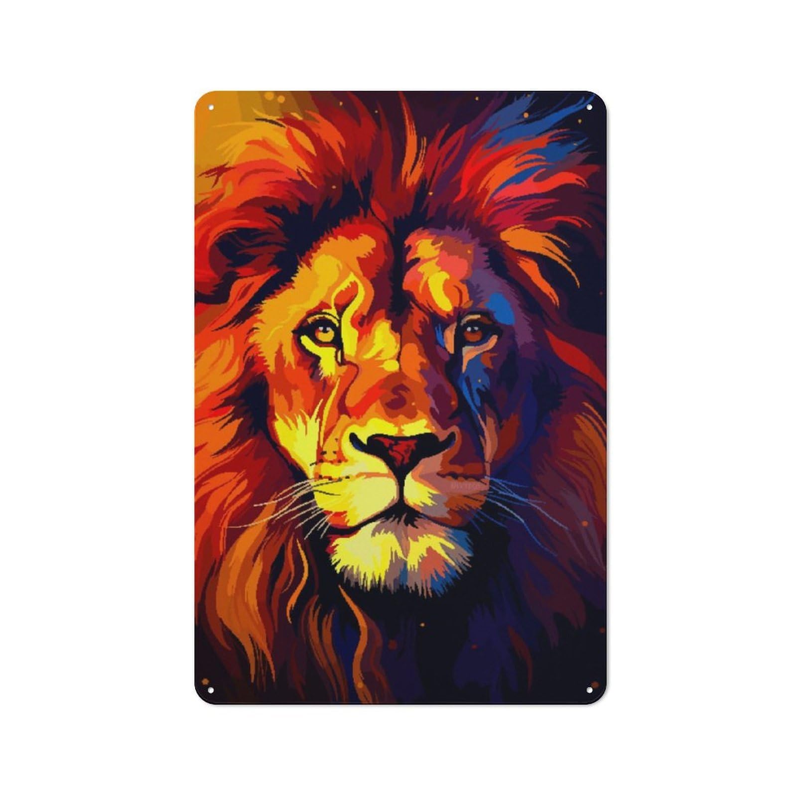 Junmoney Powerful Lion Pixel Art Tin Wall Plaque 30X20cm With For Garage Or Workshop, For An Autumn Wall Display In Garage And Workshop