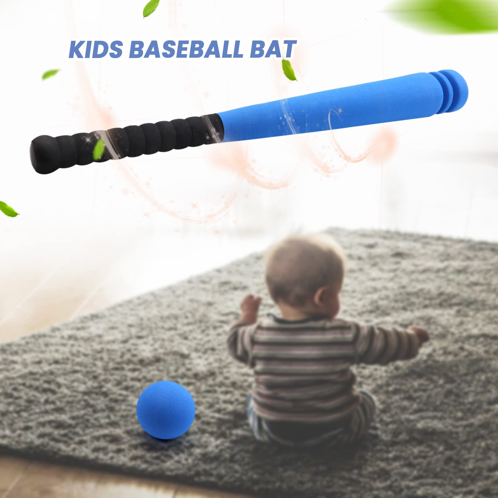 Batte de Baseball en Mousse avec de de Baseball pour Enfants de 3 à 5 Ans, Bleu