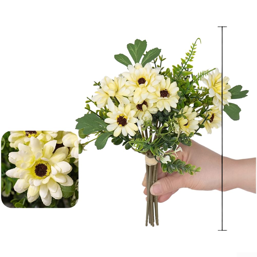 Marguerites artificielles soie jaune 28cm decoration florale realiste