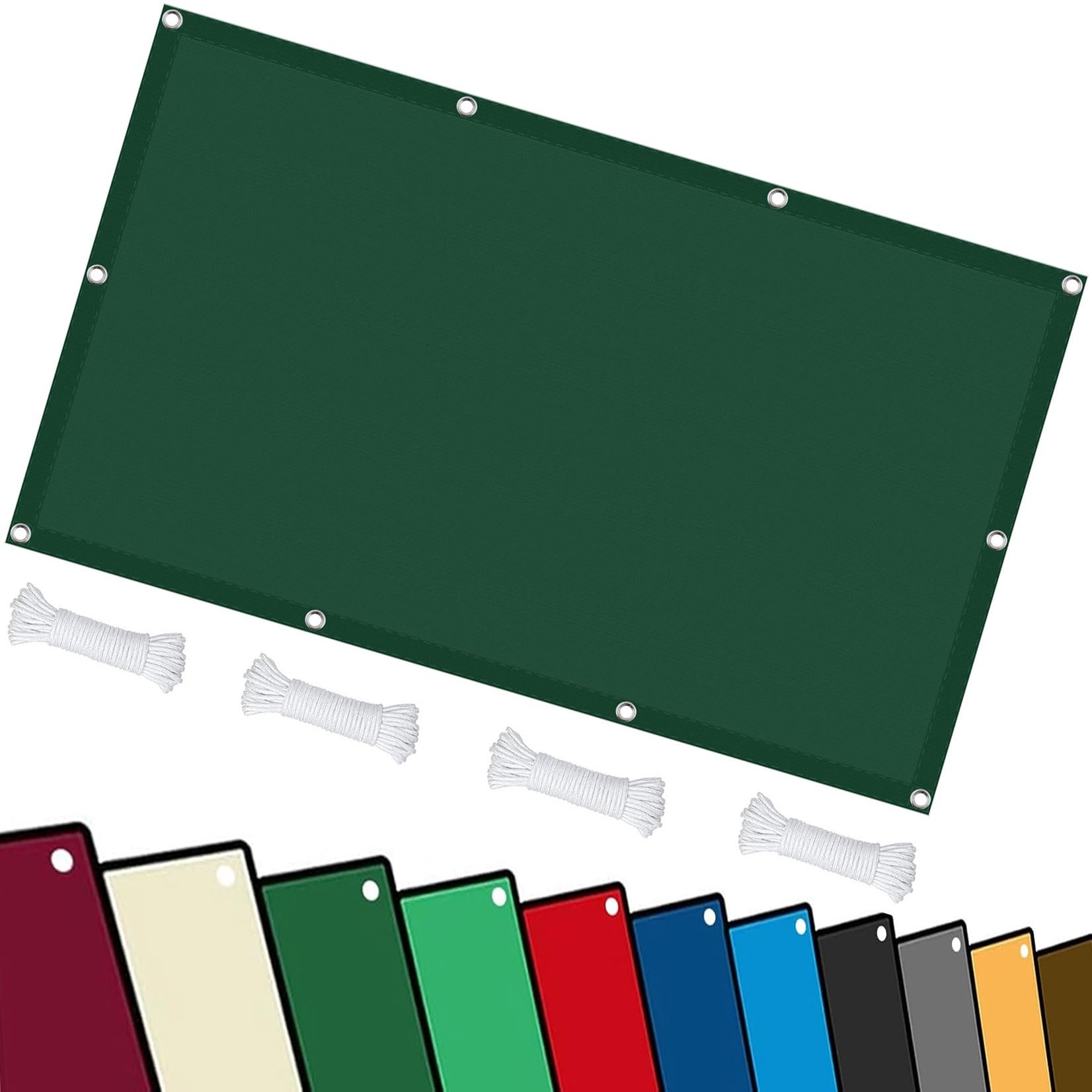 Voile d'ombrage 4.4 x 7 m rectangulaire extérieur vert foncé imperméable