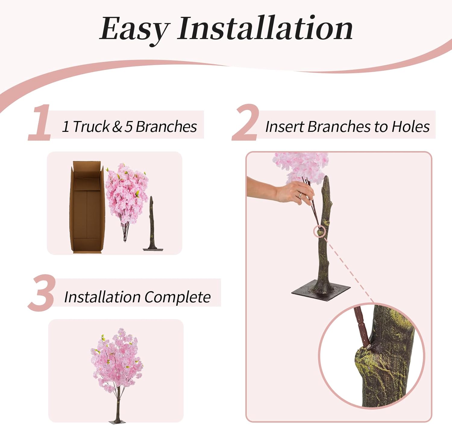 Artificial Cherry Blossom Flower Tree: Blosmon 3.2ft Tall Faux Pink Japanese Cherry Blossom Branches Trees Centerpiece for Wedding Table, Fake Flowering Tree Plant for Home Party Room Decor Indoor