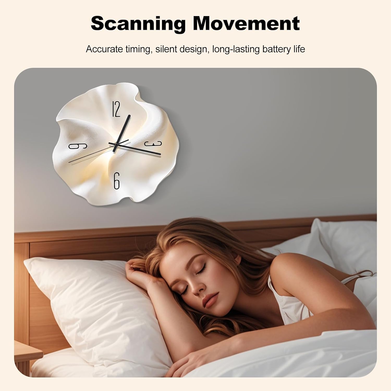 Ergocar Wall Clock, Art Deco Without Ticking Sounds Modern Crystal Porcelain Three-Dimensional Dial Suitable for Living Room, Bedroom, Study, Office Decoration