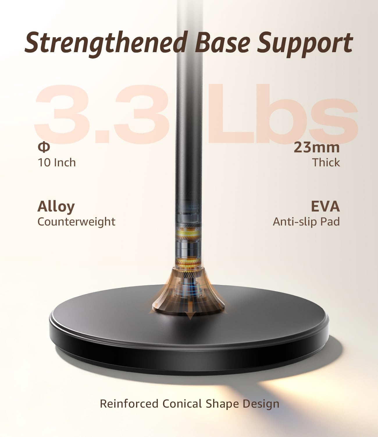 Supporto per telefono per registrazione video, supporto da pavimento resistente, braccio regolabile a 360° con base ponderata per cucinare, artigianato, disegno, streaming live, compatibile con iPhone