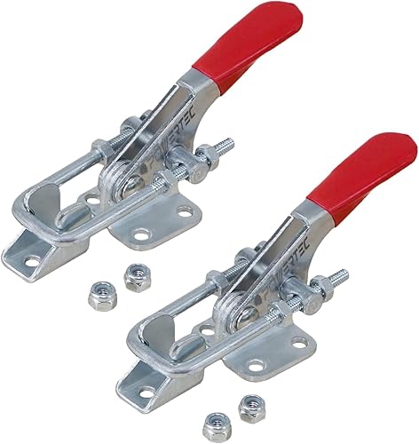 POWERTEC 20310-P2 - Abrazadera de palanca de acción con perno en U roscado y agarre de vinilo, capacidad de sujeción de 400 libras, 323, 2 unidades