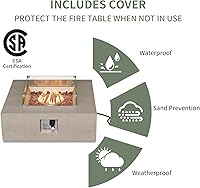 Vista 81 de COSIEST Juego de Mesa de Hoguera de Propano para Exteriores de 2 Piezas con Mesa para Tanque, Mesa de Fuego de 42" Certificada, 50,000 BTU con Base
