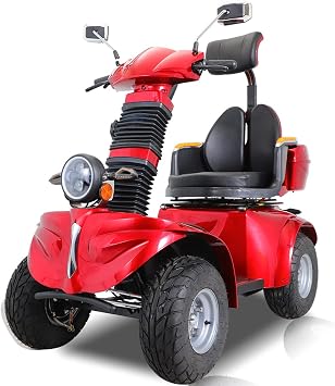 1000W Heavy Duty 4 Wheel Mobility Scooters 500lbs Weight Capacity, All Terrain Powered Mobility Scooters for Seniors & Adult, 3 Speed Control Mobility with Adjustable Seat & Lazy Back, Red