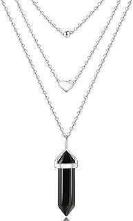 عقد بعليقة على شكل قلب من حجر ريكي كوارتز الكريم الكريستالي الطبيعي من تشيانفتشي باغراض علاجية، مجوهرات للنساء، سلسلة بطبقات, معدن