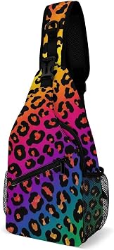 Fashion Sling Bag, Chic Rainbow Cheetah Leopard Print Chest Pack Crossbody Bags, Tool Backpack, Gym Bags Sack Daypack Outdoor Backpack for Man Women Lady