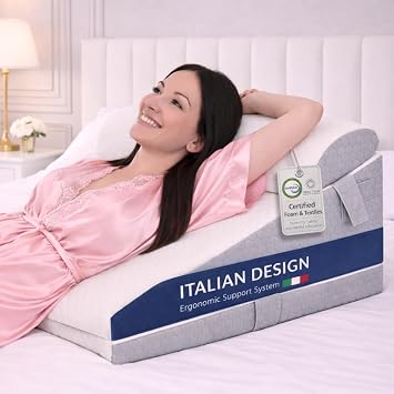 Ritalia Anti-Backflow Pillow for Adults with 3 Extra Wide Heights, 60 x 60 x 30 cm, Wedge Cushion for Bed | Adjustable Bed Backrest and Orthopaedic Support for Rest and Recovery