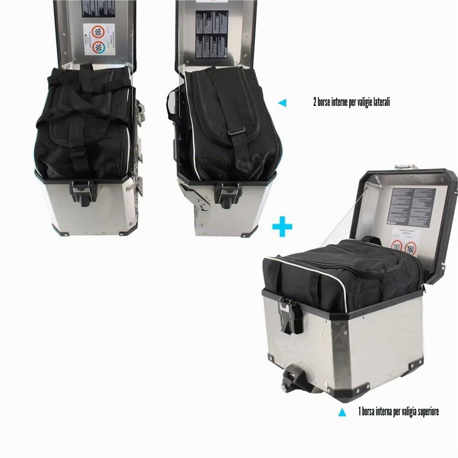 Moto Borsa Sella Borsa Laterale Per Moto Da 31L 38L 45L Interna Impermeabile Valigia Multiuso Borse A Tracolla Per R1200GS Per Kawasaki Borse Laterali Moto(38L side box bag)