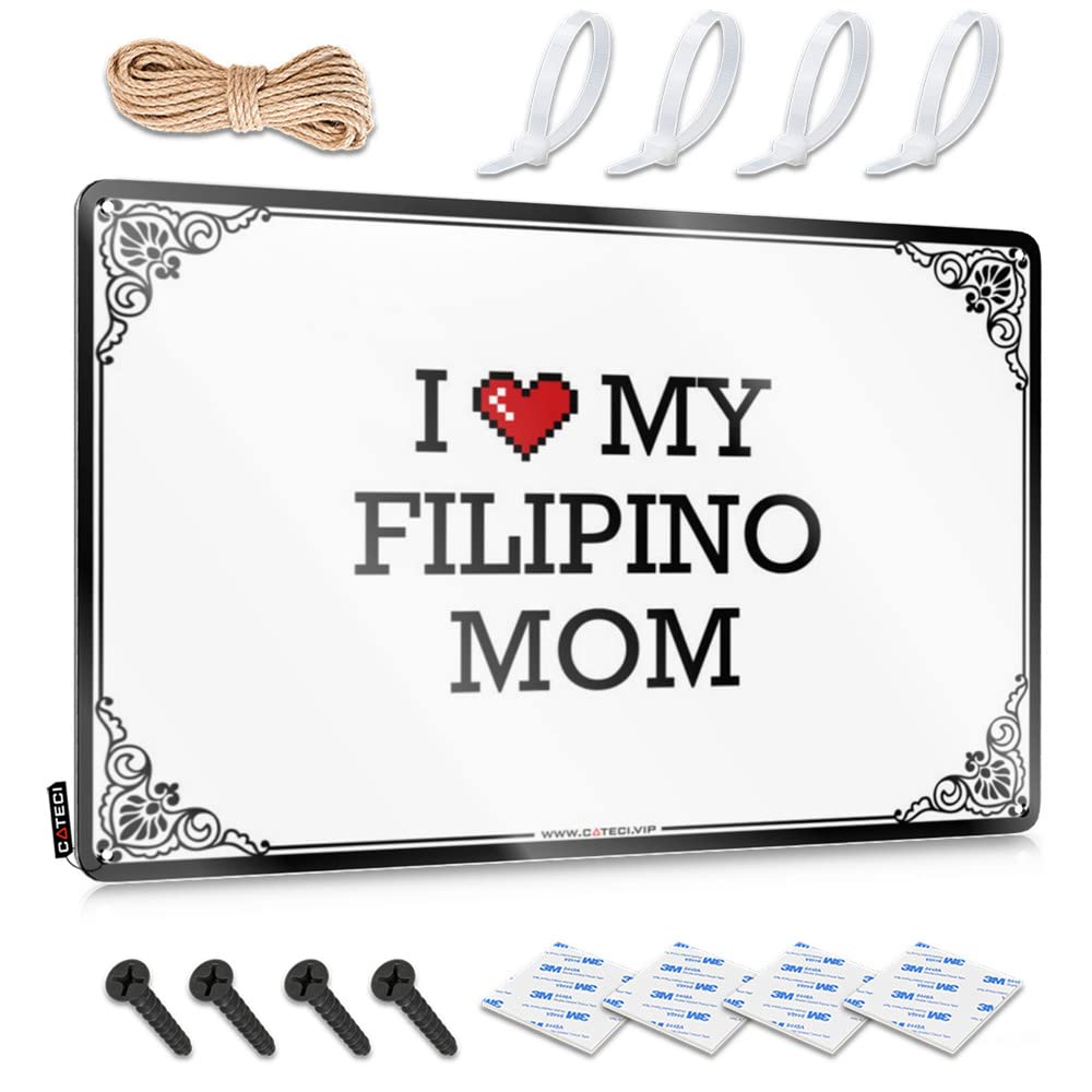 FZFN Plaque Decorative Vintage Home Decor Home Decor - I Love My Filipino Mom Haves Rustic Style Artwork For Yard(20X30CM)