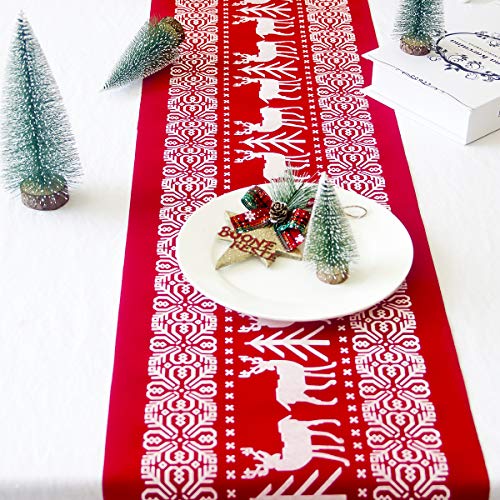 ENTHUR-Christmas-Table-Runners-Printed-Linen-Table-Lines-for-Xmas-Holiday-Season-Home-Table-Christmas-Decoration-12-x-108-Inch