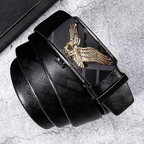 Image of Dubulle Designer Men's Belts, Ratchet Leather Sliding Buckle Dress Belt