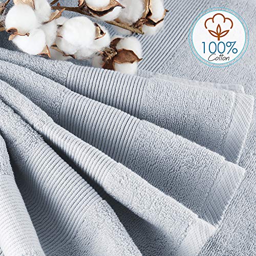 Image of Hearth & Harbor Bath Towels for Bathroom - 100% Ring Spun Cotton Luxury Bathroom Towels - Ultra Soft & Highly Absorbent, Bath Towels Set of 6 - Ice Blue