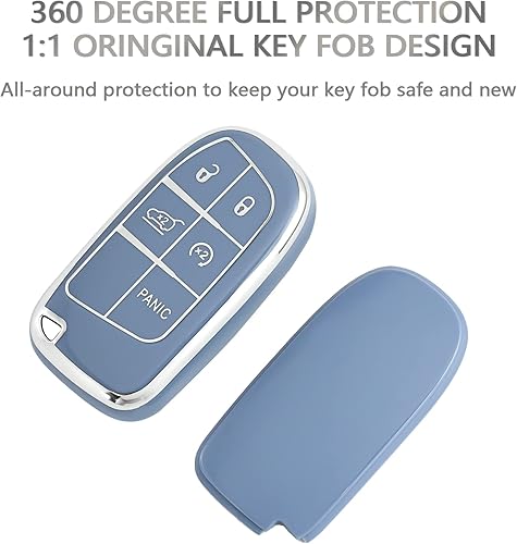 Miniatura 3 de OFFCURVE Funda para llavero con llavero para Jeep Dodge, funda de protección de TPU suave para Jeep Grand Cherokee Renegade Chrysler 200 300 Dodge