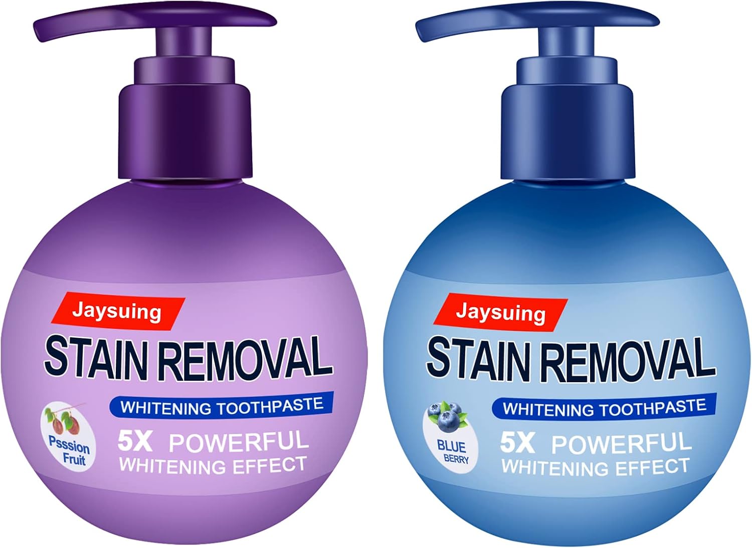 Baking Soda Whitening Toothpaste Stain Remover Whitening Toothpaste Strengthening Stain Removal Gel Toothpastes Strong Cleaning Power Natural Fluoride-Free Toothpaste (Blueberry+Passion Fruit)