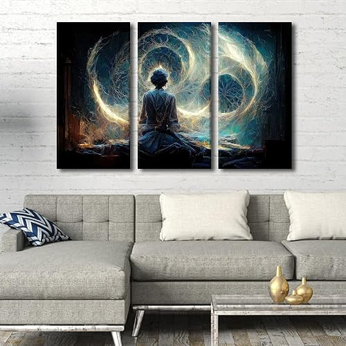 Vista 111 de TUMOVO Wall Art for Living Room Buddha Sculpture Flower Paintings Canvas Wall Art 3 Panel Wall Art Canvas Artwork Wall Decor Large Wall Decor Canvas