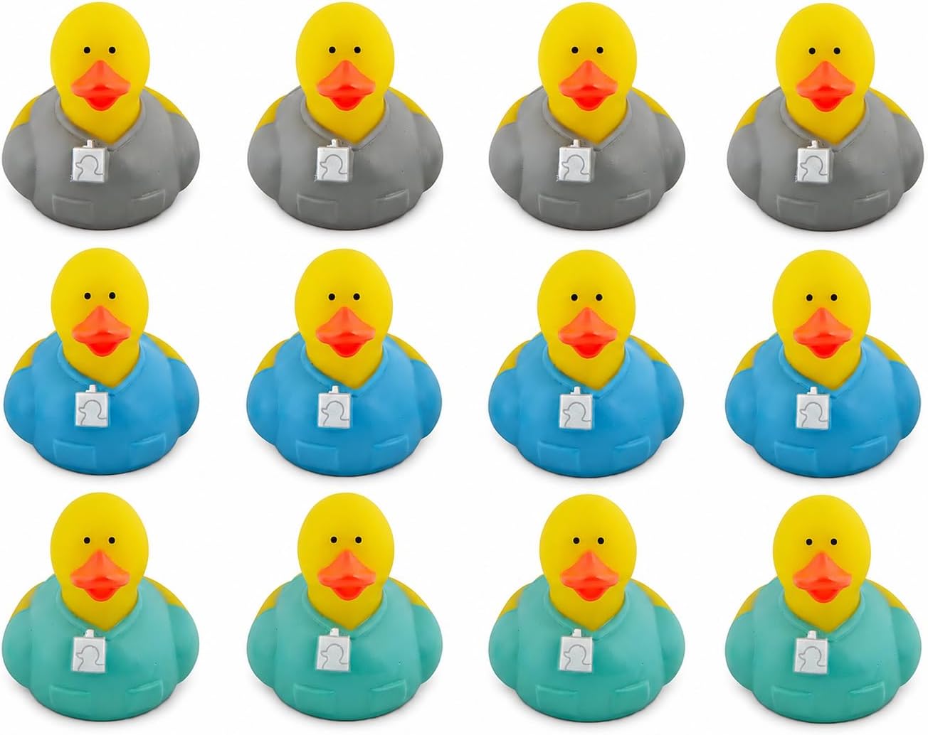 Fun Express 2" Teal, Gray and Blue Medical Scrubs Rubber Ducks - 12 Pc.