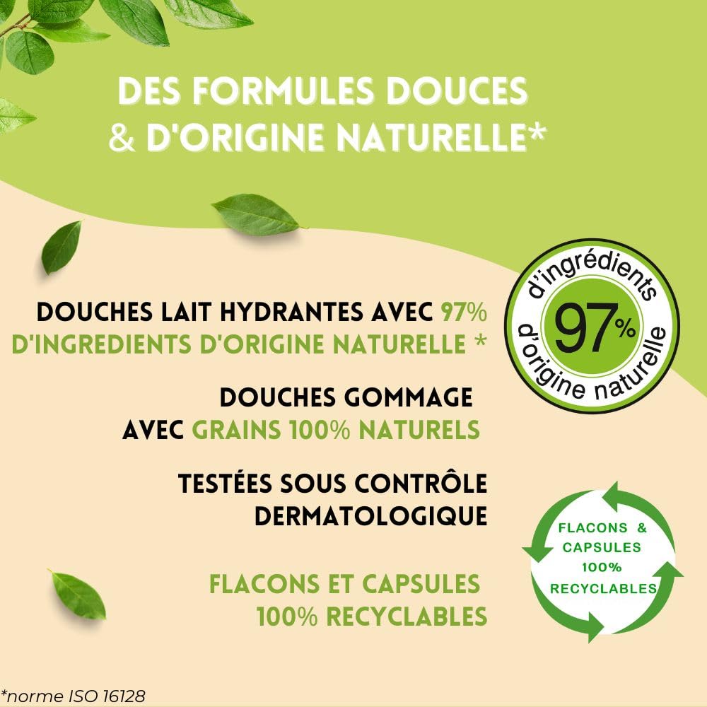 Cottage - offre spéciale lot de 12 gels douches -10 Douches Lait Hydratantes 250 ml + 2 douches Gommage 270 ml - Fabriqué en France