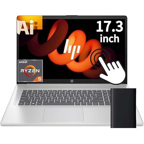 HP 17.3" Touchscreen Business Laptop, AMD Ryzen 5 Processor (Beats Intel i7-1355U), 8GB RAM, 1.5TB Storage(1TB SSD & 500GB External), USB-C, Wi-Fi 6, Windows 11 Pro + Copilot, Earphone Jack