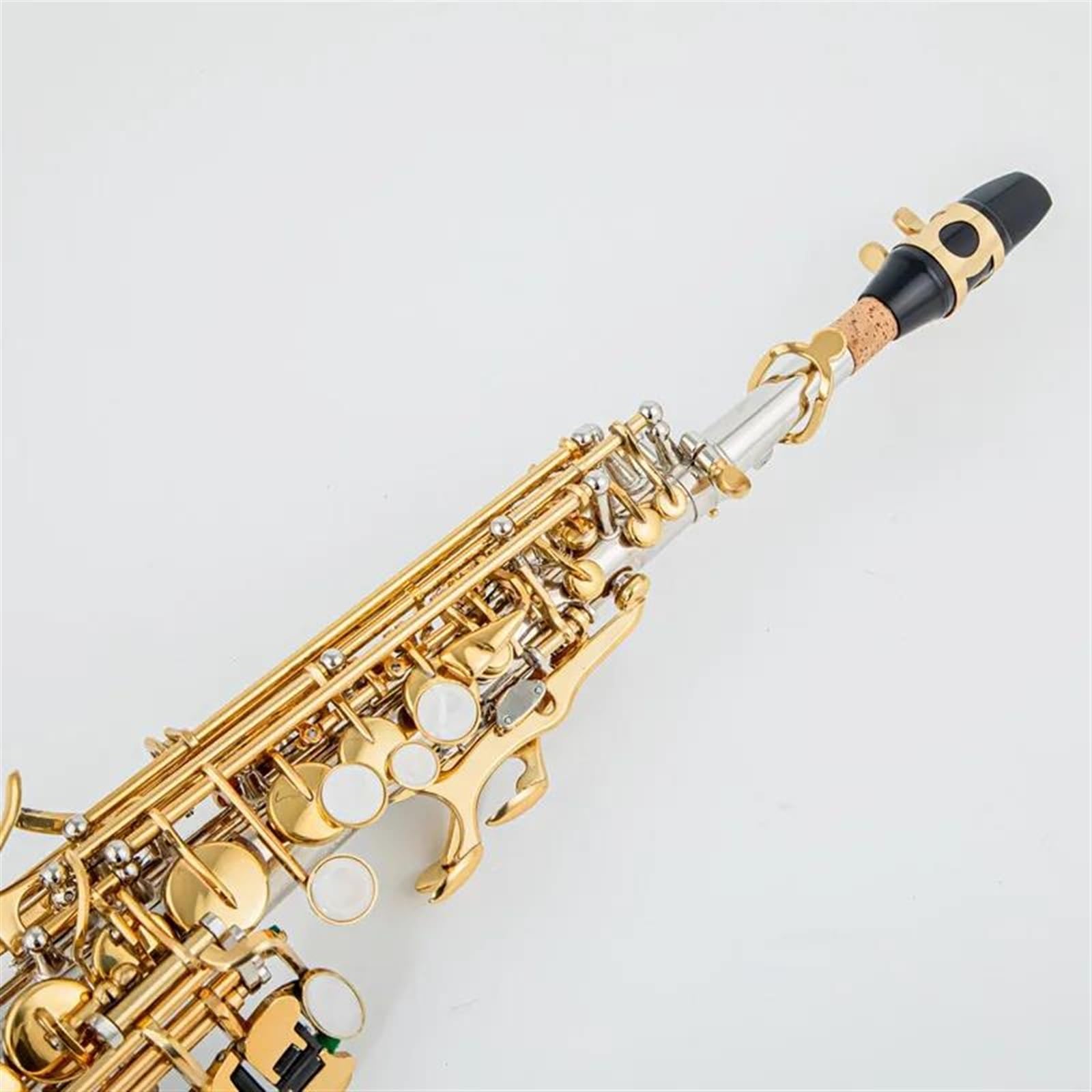 Sassofono Sassofono Contralto Argentato Chiave Oro Con Custodia Sax Contralto Legatura Ance Collo(Silver)