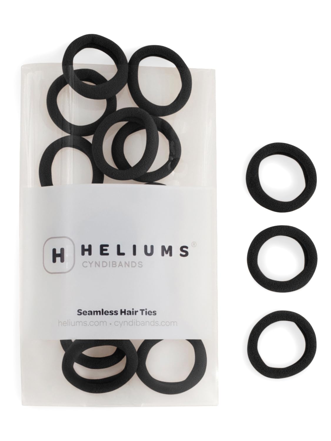 Heliums Small Soft Hair Ties - Black - 1 Inch Mini Nylon Bands, No Damage Ponytail Holders for Kids, Braids, and Thin Hair - 30 Count