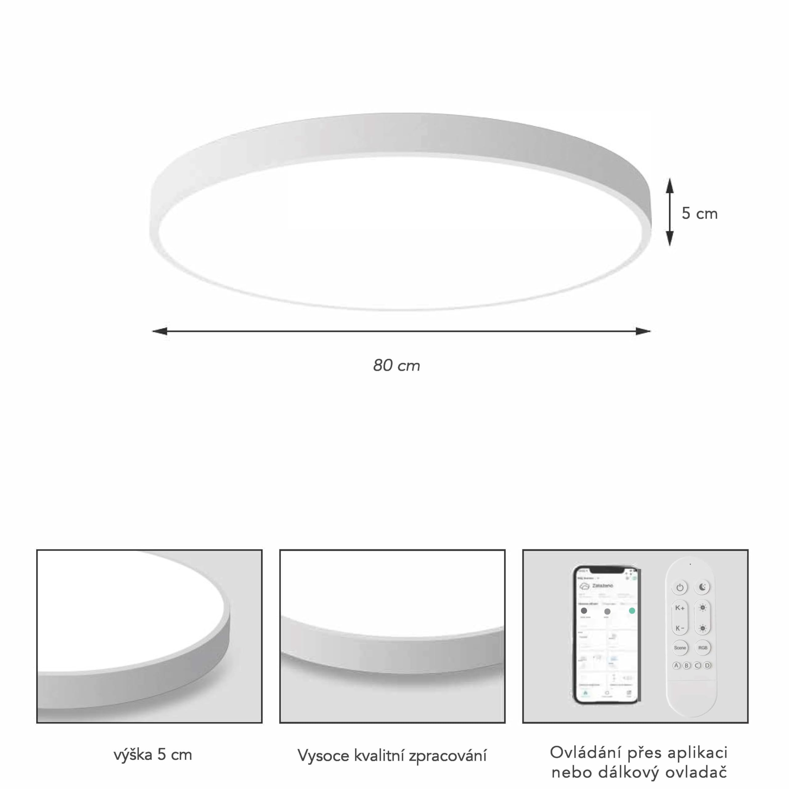 Immax NEO LITE SEMPLIC Smart-Deckenleuchte Tuya WiFi BEACON, 80 cm, 96 W, 6912 lm, weiß