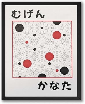 InkFlow Posters Abstract Japanese Canvas Print - Minimalist Circle Pattern Wall Artwork - Modern Red and Black Design - Bedroom Office Wall Decor - 8x10 Unframed Canvas Print