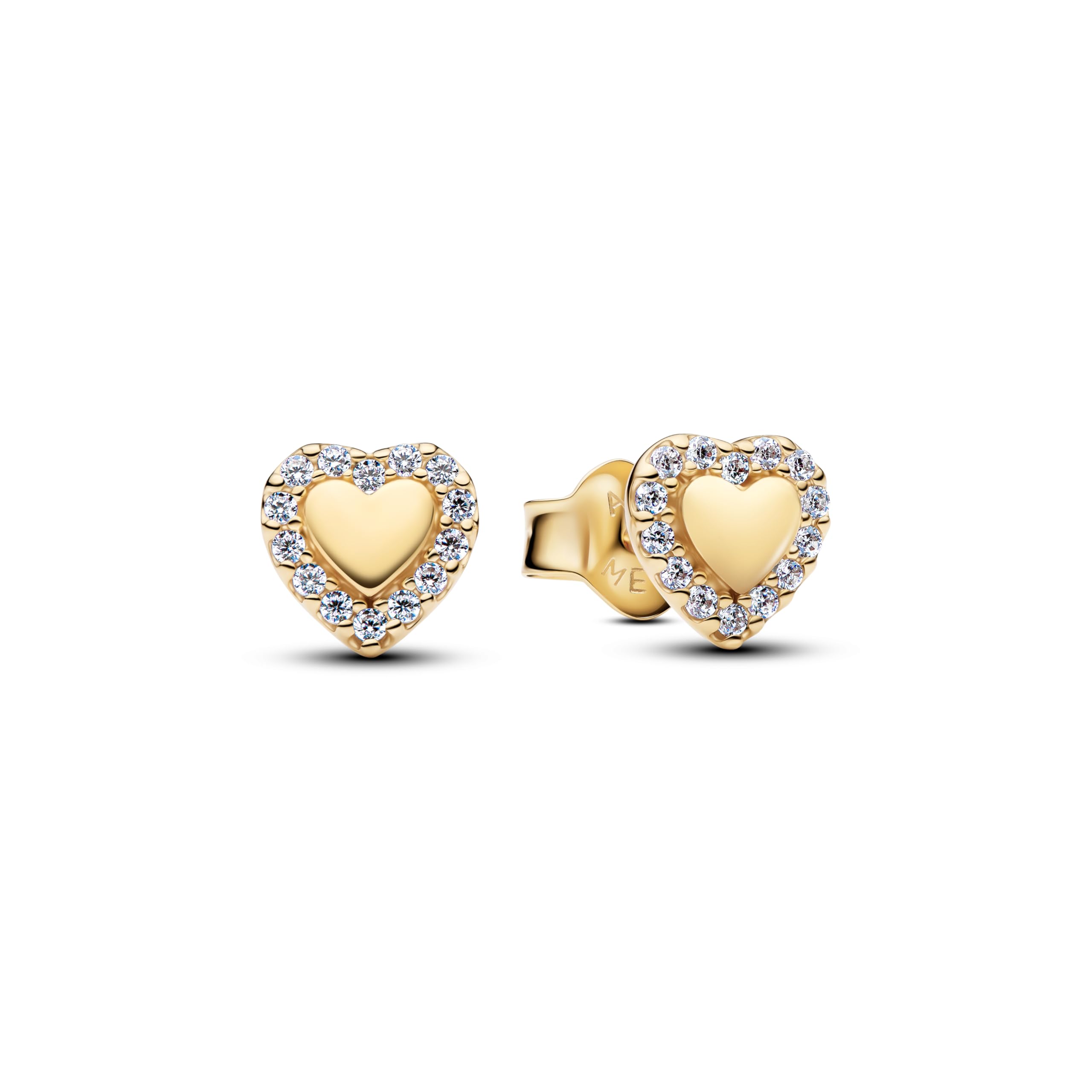 Pandora Gold/Golden Earrings Halo Heart Stud Earrings 264363C01