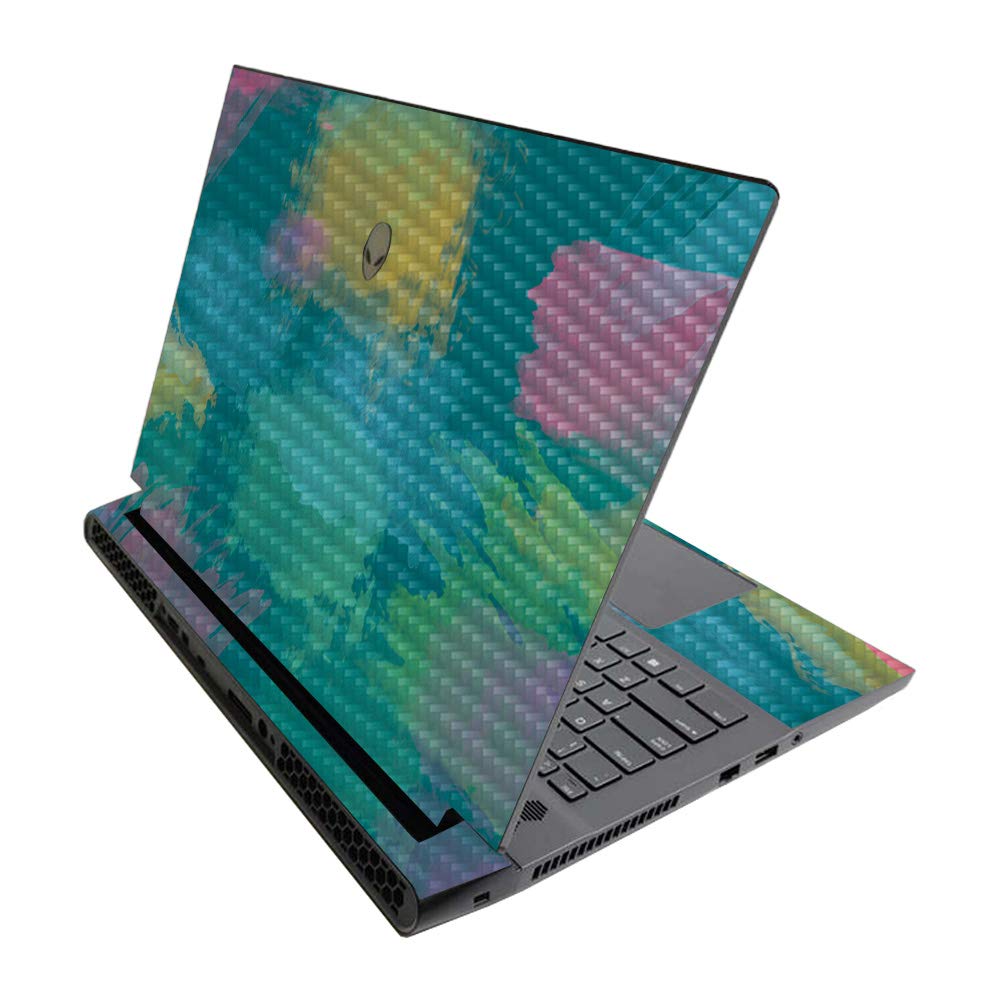MightySkins Carbon Fiber Skin for Alienware M17 R3 (2020) & M17 R4 (2021) - Watercolor Blue | Durable Textured Carbon Fiber Finish | Easy to Apply | Made in The USA