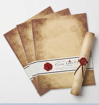 Aged look Parchment Stationery Paper Bulk Pack of 100 Sheets Vintage Antique Aged Paper for Calligraphy, Wedding Invitations, and High-Volume Printing