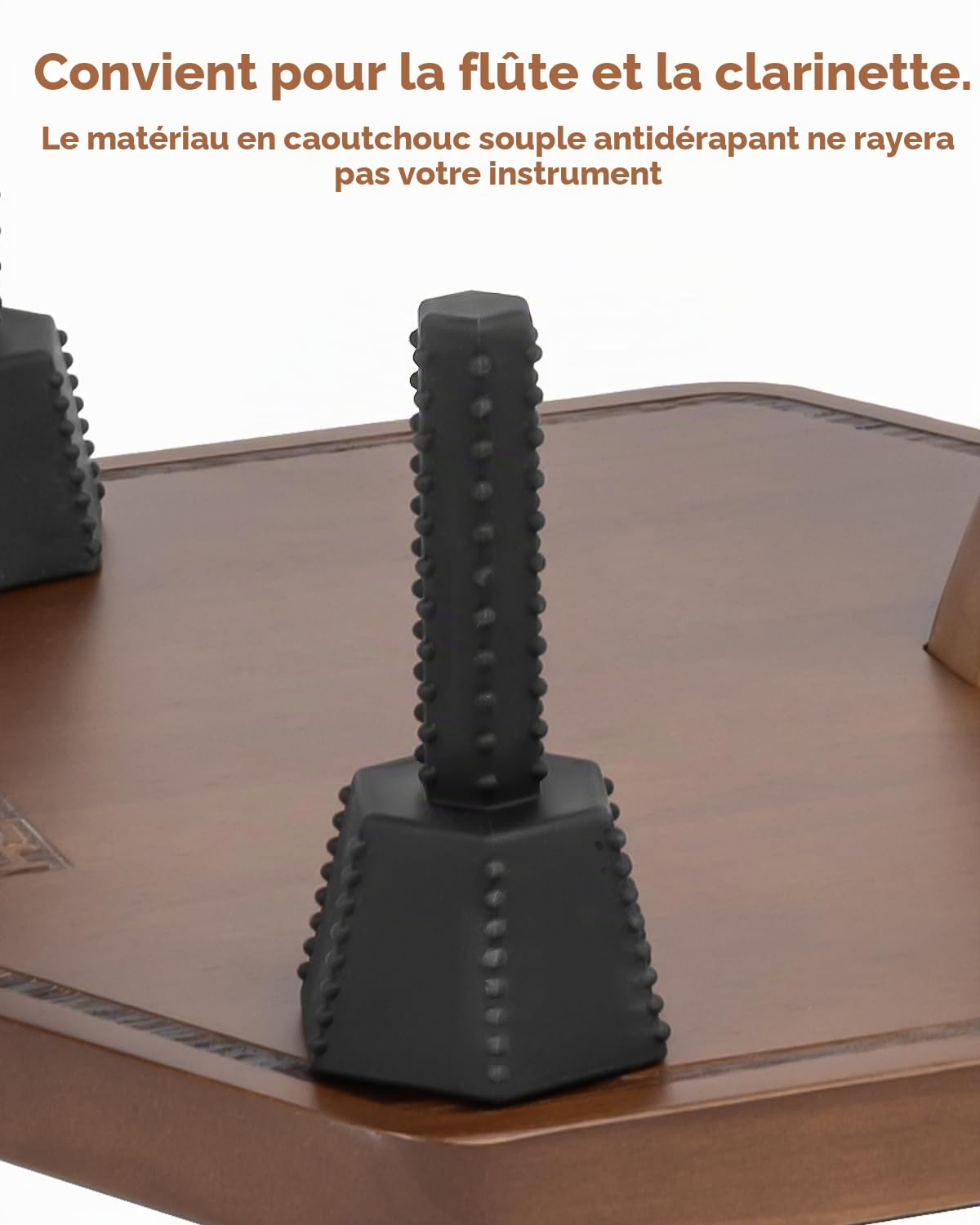 STRICH Support en bois pour saxophone alto et ténor fait à la main en bois massif couleur noyer base lourde avec 2 supports pour flûte/clarinette