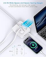 Vista 3 de HANYCONY - Tira de alimentación con protector de sobretensiones, cable de extensión de 15 pies de largo con 8 tomas y 4 puertos USB (2 USB C)
