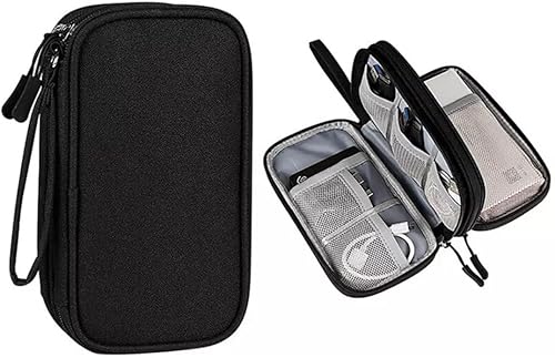 Miniatura 6 de PrimeEssence - Organizador de cables de viaje, bolsa de transporte para accesorios electrónicos, portátil, impermeable, doble capa, bolsa de