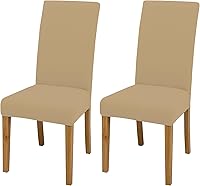 Vista 97 de Fundas para sillas de comedor, juego de 2 fundas para sillas de comedor o cocina, lavables, protectoras, para sillas Parsons, para el hogar, Beige