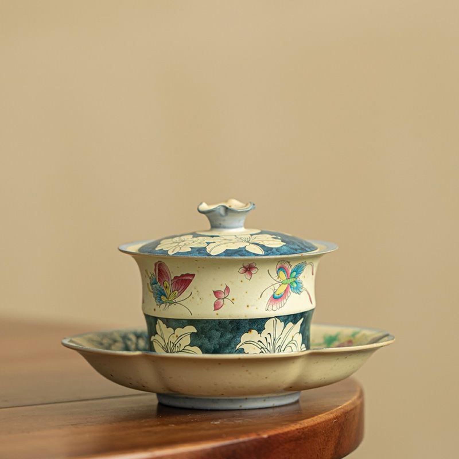 Ceramiczny Gaiwan, 150 ml, chiński styl ręcznie rysowany zestaw do herbaty Kung Fu domowa miska na herbatę