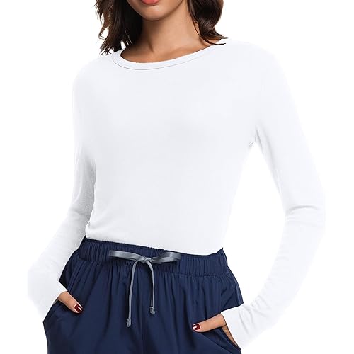 Underscrub Long Sleeve Women Crew Neck Undershirts Slim Fit Tees