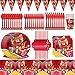 BESTZY Juego de Vajilla de Turning Red para Fiestas,Fiesta Turning Red Cumpleaños Conjunto de Suministros,Plato,Servilleta de Papel,Cuchillo,Tenedor,Taza,Mantel,Paja 82Piezas