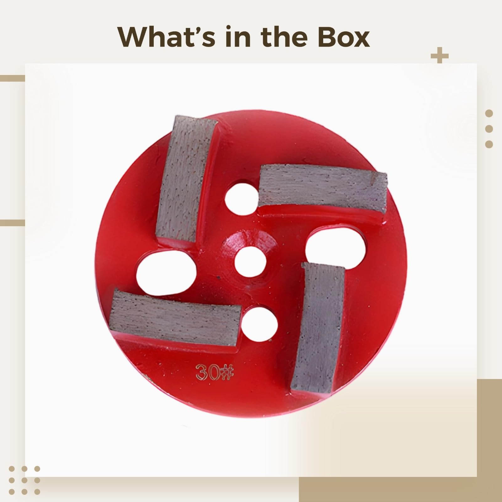 Schleifblock aus abrasivem Material, 4-Zahn 5-Loch roter Schleifkopf für Beton- und Epoxidboden-Poliermaschine, Betonschleifmaschinen-Bauteil, 16 bis 300 Mesh