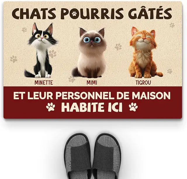Paillasson Personnalisé Animaux - Tapis d'Entrée Nom Personnalisable