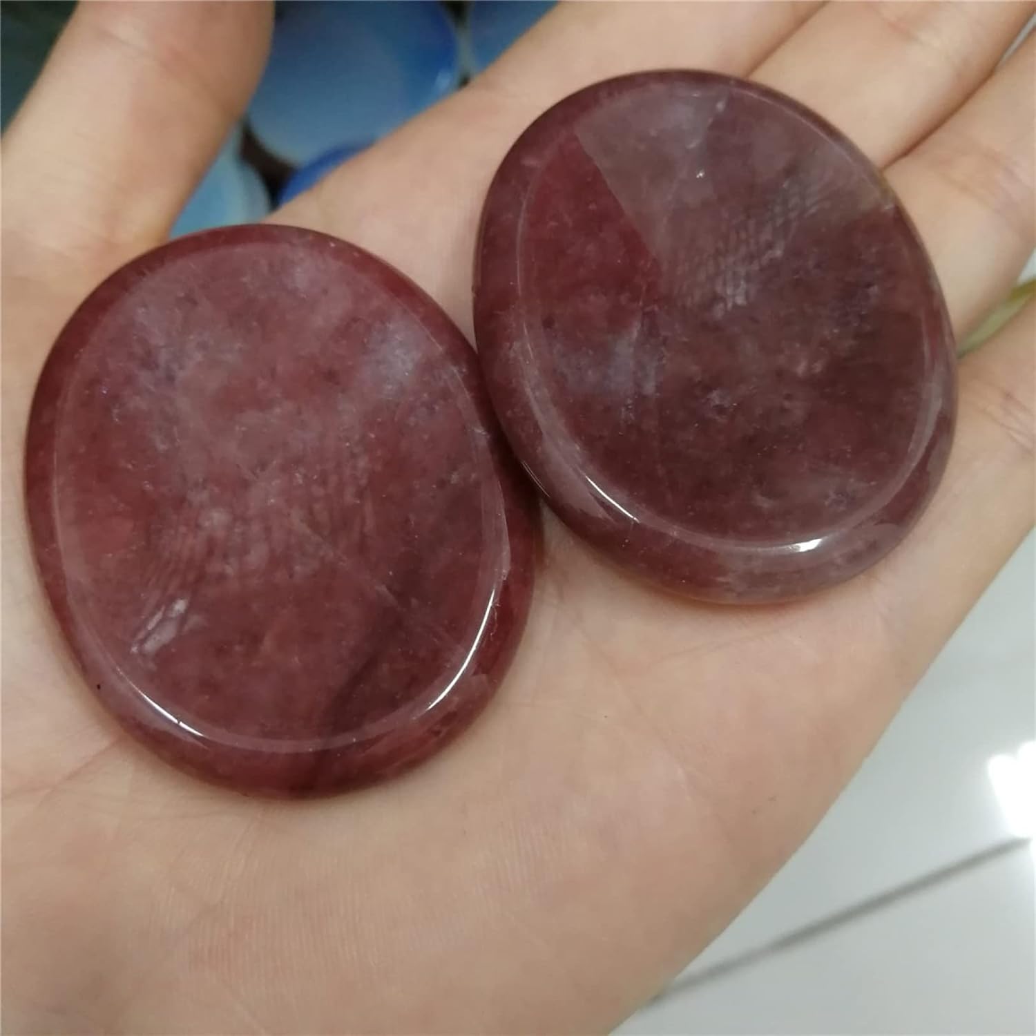 AAKOMA 1pc Thumb Worry Stone Ornaments Crystal Natural Polished Stone Used to Release Pressure Handmade Artware Gifts